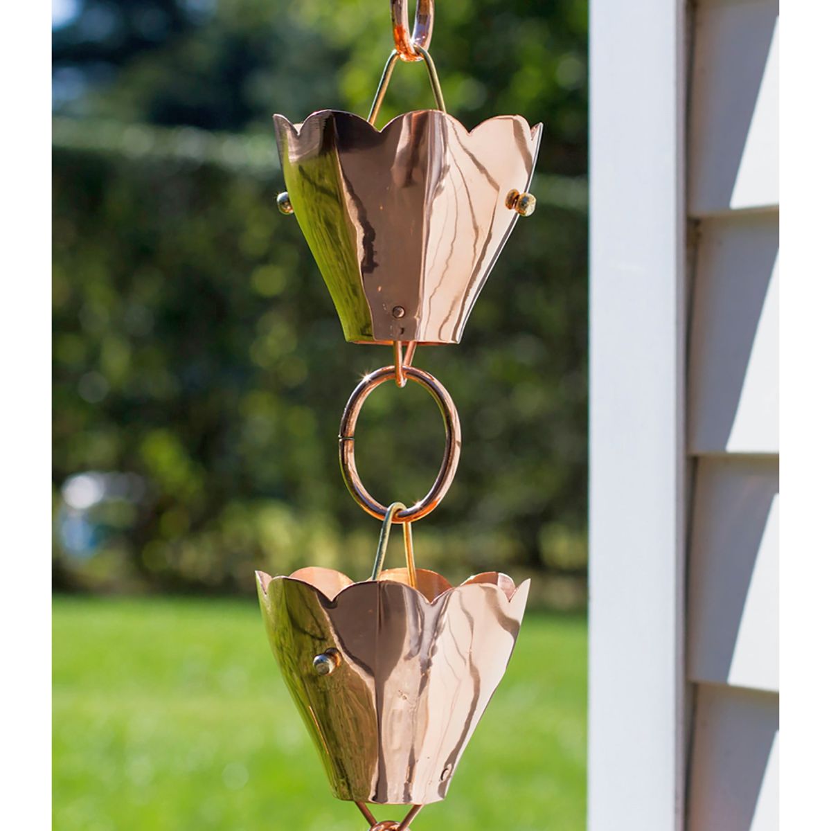 13 Cup Tulip Polished Copper Rain Chain 8.5 ft.